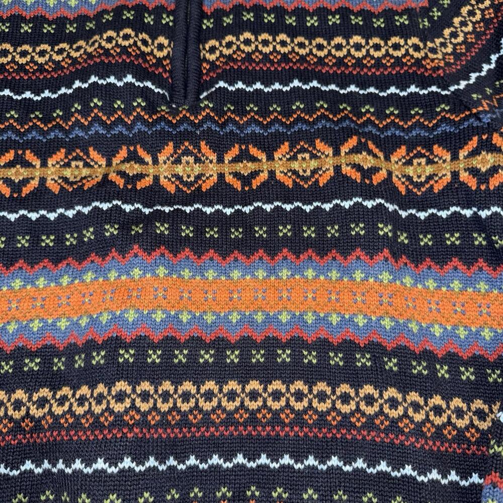 Vintage LL Bean Sweater 1/4 Zip Geometric Nordic Blue Size Small - Picture 4 of 6